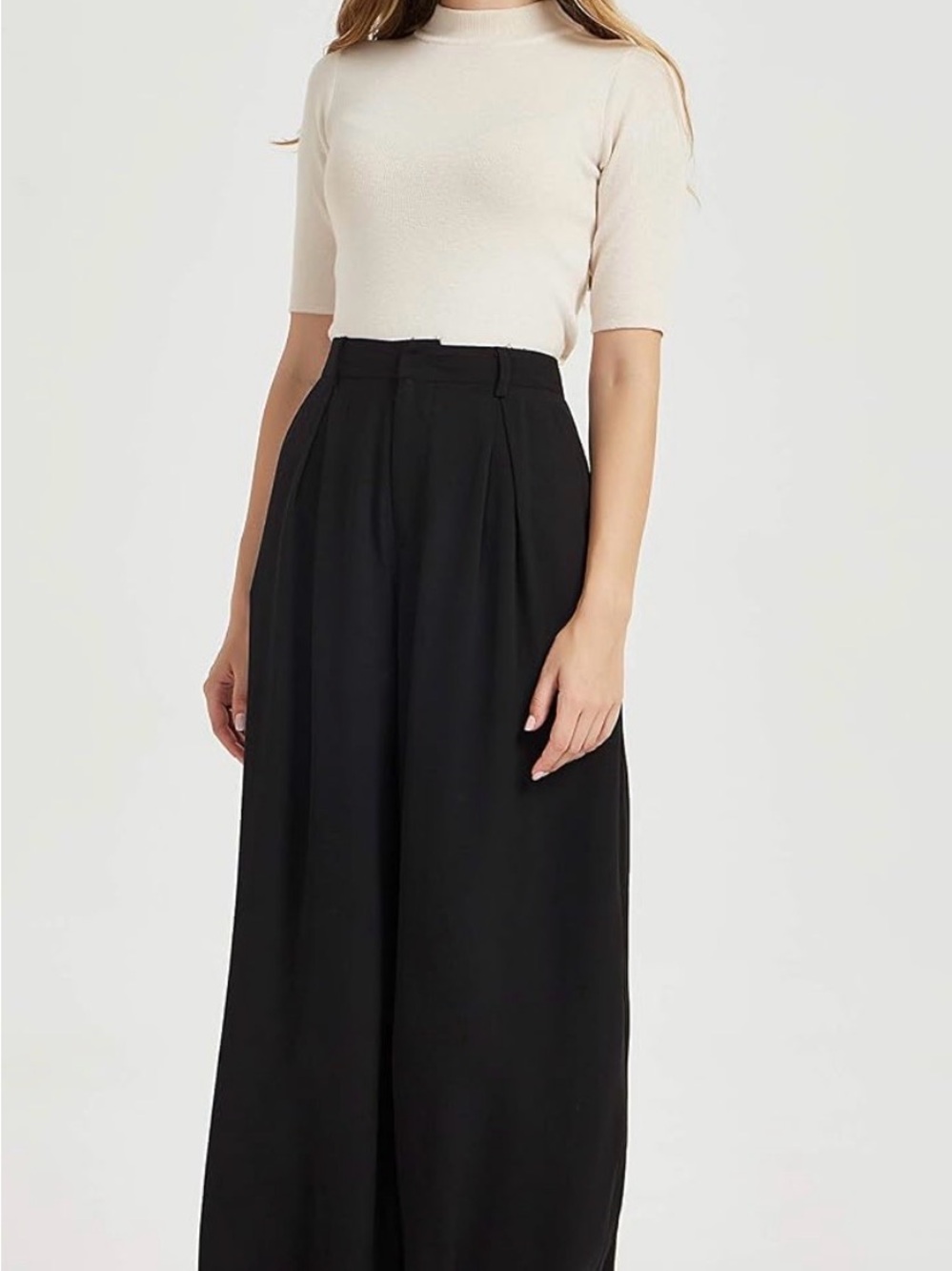 Elegant High-Waist casual Wide Leg Palazzo business Pants in Black - used XXL